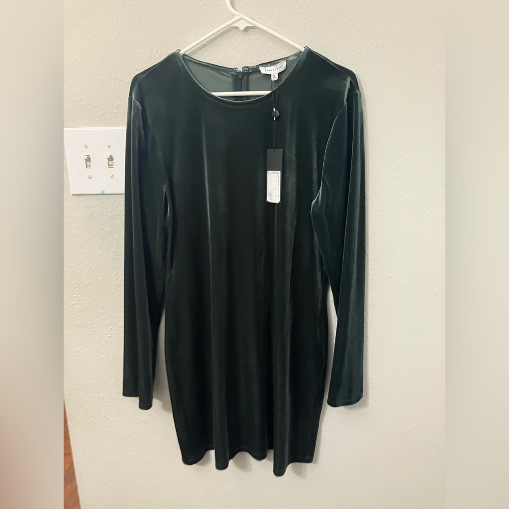 Gianni Bini Long Sleeve Velvet Dress in Deep Green